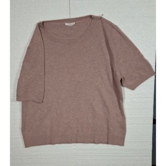 Milano Essential Sweaters - Milano Essential Womens XL Short Sleeve Knit Sweater Dusty Rose Mauve Crew Neck